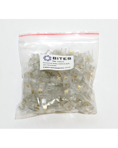 US010A (100шт). Телефонный разъем 4P4C (RJ-11). 5bites в Стерлитамаке