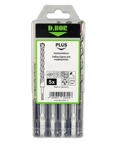 Набор буров SDS-plus V PLUS 5шт, 2-cutting (242030): Набор буров SDS-plus (6х110 мм; 6,8,10,12х160 мм) в Стерлитамаке