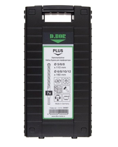 Набор буров SDS-plus V PLUS 7шт, 2-cutting (240987). Набор буров SDS-plus (5,6,8х110 мм; 6,8,10,12х160 мм). D.BOR в Стерлитамаке
