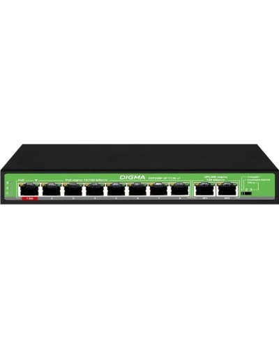 DSP208F-2F-T120 DSP208F-2F-T120 V1 (L2) 10х100Мбит/с 8PoE 8PoE+ 120W. Коммутатор с питанием по PoE. Digma в Стерлитамаке