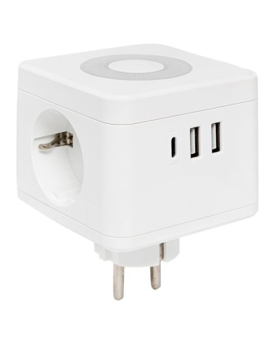 Тройник Куб 2 гнезда 2USB 2,4А+Type C + Ночник. Тройник Куб. EKF в Стерлитамаке