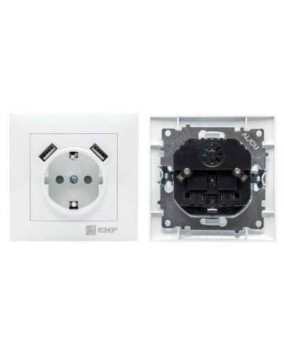 Валенсия розетка 1-местная с/з 16А (EWR16-028-10-2USB). Розетка 1-местная с/з 16А. EKF в Стерлитамаке