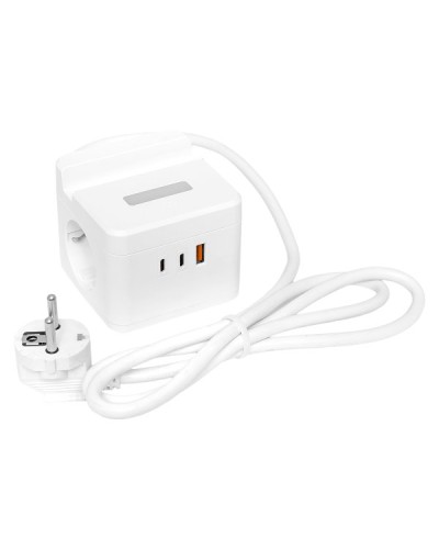 Удлинитель Куб 2 гнезда USB + 2Type C с быстрой зарядкой, подставкой под телефон и ночником 1,3 метра 1мм2. Удлинитель Куб. EKF в Стерлитамаке