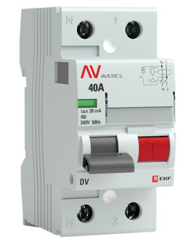 DV 2P 40А/ 30мА (AC)  AVERES (rccb-2-40-30-ac-av). Выключатели дифференциального тока (УЗО). EKF в Стерлитамаке