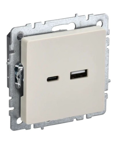 Розетка USB A+C 18Вт РЮ11-1-БрКр бежевый BRITE (BR-U22-018-K10). Розетка USB. IEK в Стерлитамаке