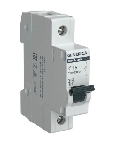 GENERICA ВА47-29М 1P C 16А 4,5кА (MVA21-1-016-C-G). Автоматический выключатель. IEK в Стерлитамаке