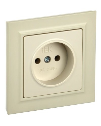 Розетка без з/к РС10-1-0-БрКр бежевый BRITE (BR-R10-10-K10). Розетка без заземления без защитных шторок. IEK в Стерлитамаке