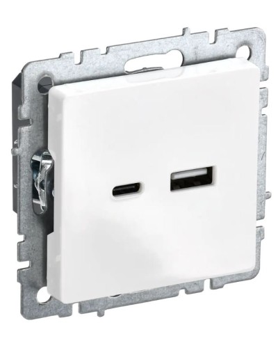 Розетка USB A+C 18Вт РЮ11-1-БрБ белый BRITE (BR-U22-018-K01). Розетка USB. IEK в Стерлитамаке