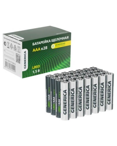 Батарейка Alkaline LR03/AAA GENERICA (28 шт) (ABT-LR03-ST-B28-G). Батарейка щелочная. IEK в Стерлитамаке