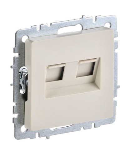 Розетка RJ45 РК10-2-БрКр кат.5E, бежевый BRITE (BR-K20-1-K10). Розетка компьютерная двойная. IEK в Стерлитамаке