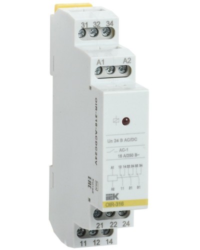 Реле промежуточное модульное OIR 3 контакта 16А 24В AC/DC (OIR-316-ACDC24V). Реле промежуточное модульное. IEK в Стерлитамаке