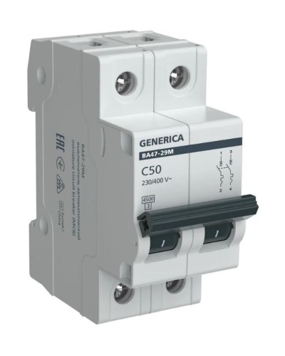 GENERICA ВА47-29М 2P C 50А 4,5кА (MVA21-2-050-C-G). Автоматический выключатель. IEK в Стерлитамаке