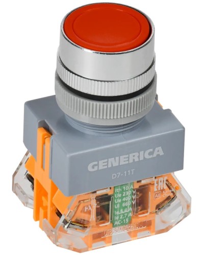 Кнопка D7-11T d=22мм красная GENERICA (BBT50-11T-3-21-K04-G). Кнопка управления с фиксацией. IEK в Стерлитамаке