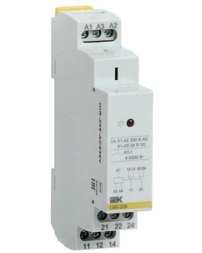 Реле промежуточное модульное OIR 2 контакта 8А 230В AC (OIR-208-AC230V). Реле промежуточное модульное. IEK в Стерлитамаке