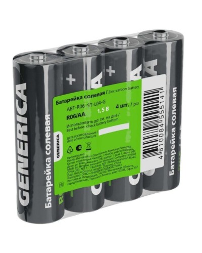 Батарейка солевая R06/AA GENERICA (4 шт) (ABT-R06-ST-L04-G). Батарейка солевая. IEK в Стерлитамаке