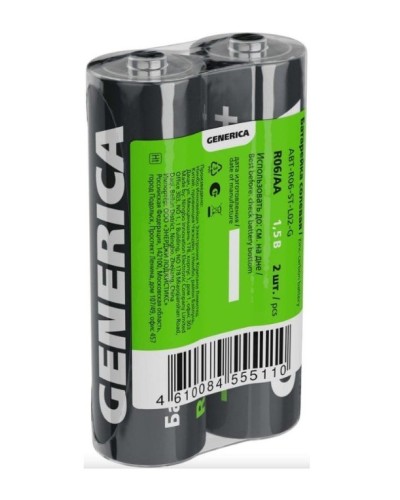 Батарейка солевая R06/AA GENERICA (2 шт) (ABT-R06-ST-L02-G). Батарейка солевая. IEK в Стерлитамаке