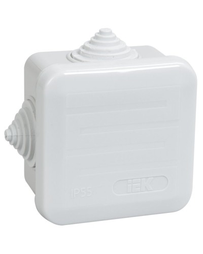 Коробка распаячная КМ41236 70х70х40 открытой проводки IP44 4 гермоввода серая (UKOZ11-070-070-040-K41-44). Коробка распаячная безгалогенная (HF) с защелкивающейся крышкой. IEK в Стерлитамаке