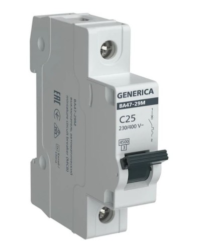 GENERICA ВА47-29М 1P C 25А 4,5кА (MVA21-1-025-C-G). Автоматический выключатель. IEK в Стерлитамаке