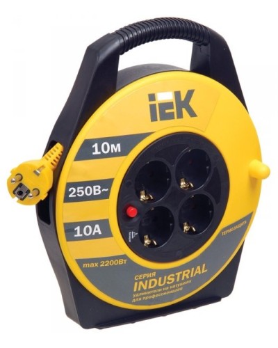 УК10 4 места, 10м (WKP14-10-04-10). Удлинитель на катушке Industrial. IEK в Стерлитамаке