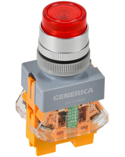 Кнопка D7-11DNZS d=22мм красная GENERICA (BBT50-11DNZS-3-11-K04-G). Кнопка управления с подсветкой и фиксацией. IEK в Стерлитамаке