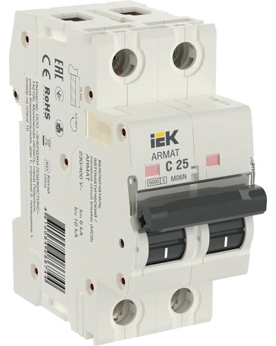 M06N 2P C 25А 6кА ARMAT (AR-M06N-2-C025). Автоматический выключатель. IEK в Стерлитамаке