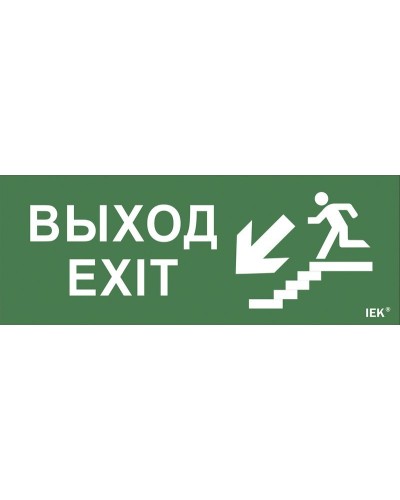 Самоклеящаяся этикетка Выход/лестница вниз/фигура для ССА (LPC10-1-35-13-VLVNF). Самоклеящаяся этикетка 240х90 мм. IEK в Стерлитамаке