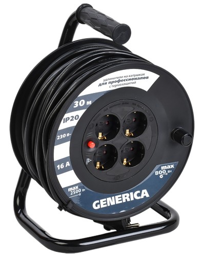 УК30 4 места 2P+PE, 30м GENERICA (WKP20-16-04-30-G). Удлинитель на катушке с термозащитой, 3х1,5кв.мм. IEK в Стерлитамаке