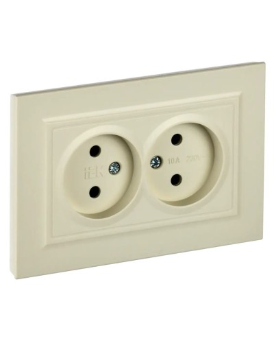 Розетка 2-местная без з/к РС12-2-БрКр бежевый BRITE (BR-R20-10-K10-F). Розетка без заземления без защитных шторок в сборе. IEK в Стерлитамаке