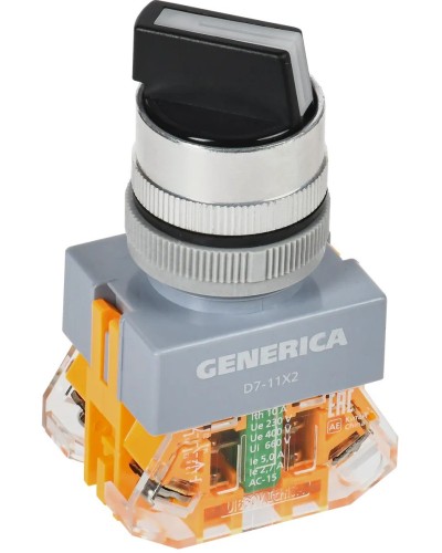 Переключатель D7-11X2 на 2 положения черный GENERICA (BSW50-11X2-3-21-2-K02-G). Переключатель. IEK в Стерлитамаке