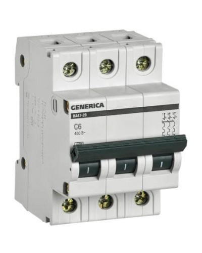 GENERICA ВА47-29 3P C 6А 4,5кА (MVA25-3-006-C). Автоматический выключатель. IEK в Стерлитамаке