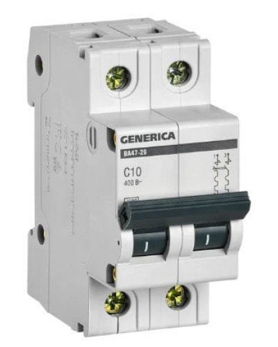 GENERICA ВА47-29 2P C 10А 4,5кА (MVA25-2-010-C). Автоматический выключатель. IEK в Стерлитамаке
