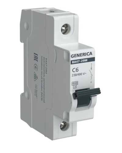 GENERICA ВА47-29М 1P C 6А 4,5кА (MVA21-1-006-C-G). Автоматический выключатель. IEK в Стерлитамаке