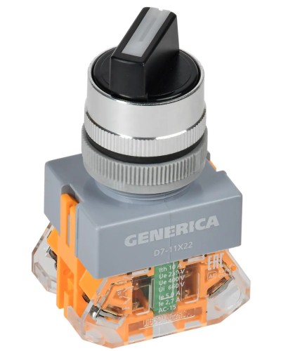 Переключатель D7-11X22 на 2 положения черный GENERICA (BSW50-11X22-3-22-2-K02-G). Переключатель с самовозвратом. IEK в Стерлитамаке