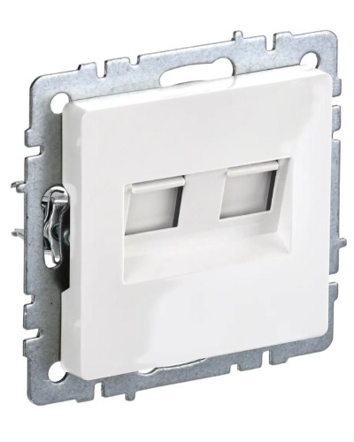Розетка RJ45 РК10-2-БрБ кат.5E, белая BRITE (BR-K20-1-K01). Розетка компьютерная двойная. IEK в Стерлитамаке