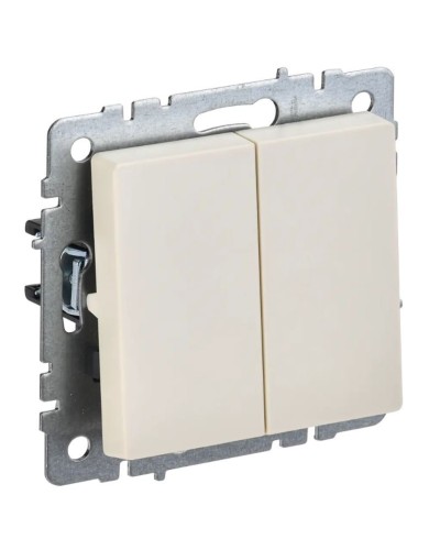 Выключатель 2-клавишный проходной ВС10-2-6-БрКр бежевый BRITE (BR-V22-0-10-K10). Выключатель. IEK в Стерлитамаке