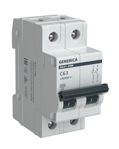 GENERICA ВА47-29М 2P C 63А 4,5кА (MVA21-2-063-C-G). Автоматический выключатель. IEK в Стерлитамаке