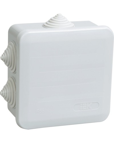 Коробка распаячная КМ41255 100х100х50 открытой проводки IP44 6 гермовводов серая (UKOZ11-100-100-050-K41-44). Коробка распаячная безгалогенная (HF) с защелкивающейся крышкой. IEK в Стерлитамаке