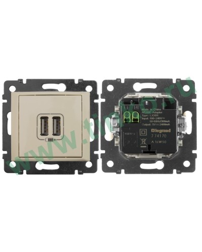 Розетка Valena двойная, USB, слоновая кость (774170). Розетка. LegranD в Стерлитамаке