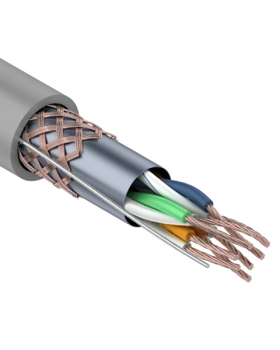 SF/UTP, CAT 5e, PVC, 4PR, 24AWG, INDOOR, STRANDED, серый, 305м, REXANT (01-0343). Кабель «витая пара» (LAN) для структурированных систем связи. Rexant в Стерлитамаке