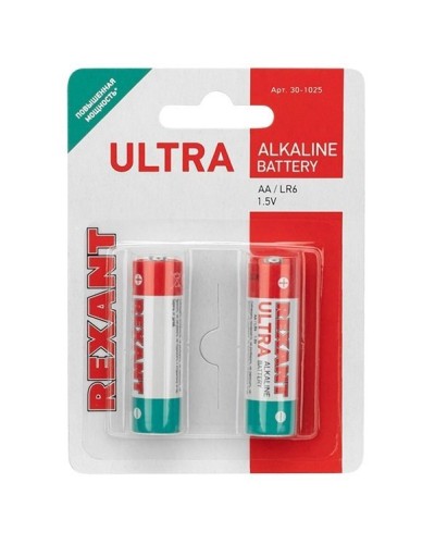 Ультра алкалиновая батарейка AA/LR6 1,5 V 2 шт. блистер REXANT (30-1025). Элемент питания. Rexant в Стерлитамаке