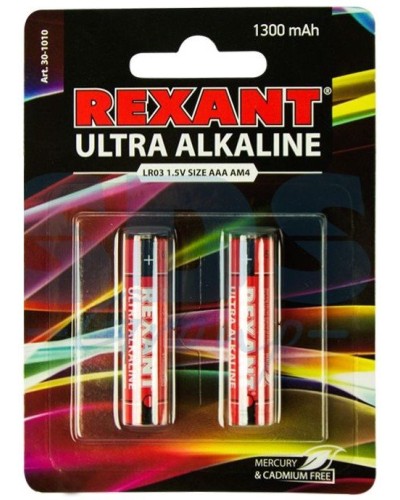 Ультра алкалиновая батарейка AAA/LR03 1,5 V 2 шт. блистер REXANT (30-1010). Элемент питания. Rexant в Стерлитамаке