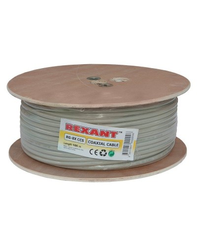 RG-8X, 50 Ом, CCS/Al/A, 75% (01-2021). Кабель коаксиальный радиочастотный. Rexant в Стерлитамаке