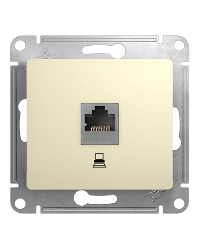 Glossa розетка RJ45 1-местная, кат. 5Е, скрытой установки, механизм, бежевый (GSL000281K). Розетка компьютерная. Systeme Electric в Стерлитамаке