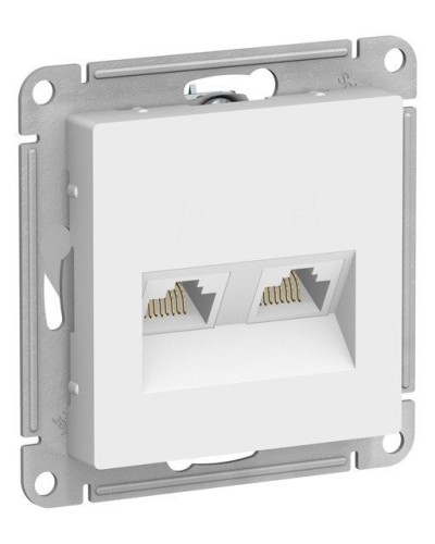 AtlasDesign розетка RJ45+RJ45, 2-местная, скрытой установки, механизм, белый (ATN000185). Розетка компьютерная. Systeme Electric в Стерлитамаке