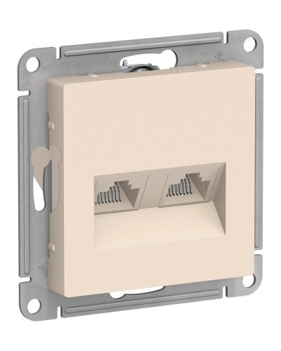 AtlasDesign розетка RJ45+RJ45, 2-местная, скрытой установки, механизм, бежевый (ATN000285). Розетка компьютерная. Systeme Electric в Стерлитамаке