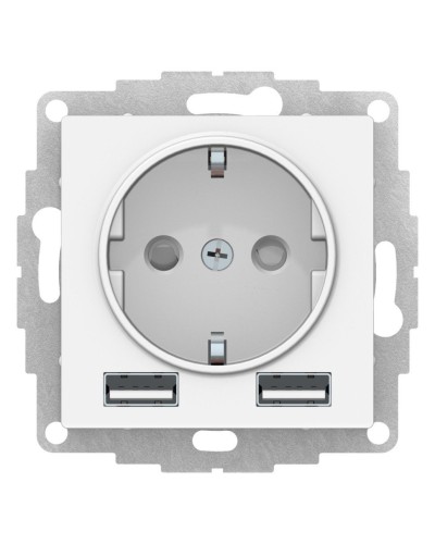 AtlasDesign розетка 1-местная с 2 USB A+A, скрытой установки, механизм, белый (ATN000130). Розетка с USB. Systeme Electric в Стерлитамаке