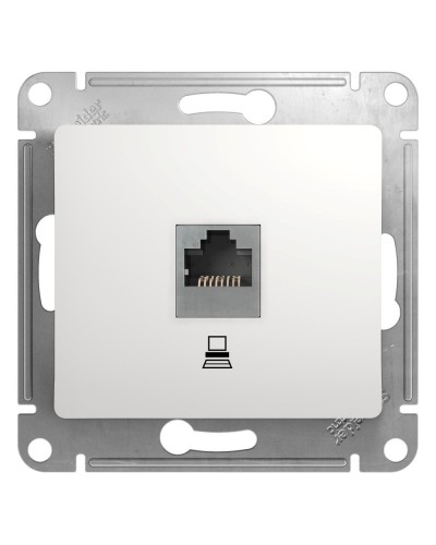 Glossa розетка RJ45 1-местная, кат. 5Е, скрытой установки, механизм, белый (GSL000181K). Розетка компьютерная. Systeme Electric в Стерлитамаке