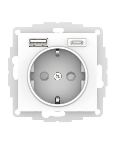 AtlasDesign розетка 1-местная с 2 USB A+C, скрытой установки, механизм, белый (ATN000132). Розетка с USB. Systeme Electric в Стерлитамаке