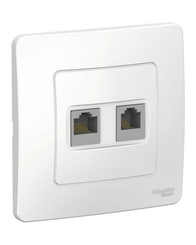 BLANCA розетка RJ45+RJ11 2-местная, кат. 5Е, скрытой установки, белый (BLNIS045111). Розетка компьютерная + телефонная. Systeme Electric в Стерлитамаке