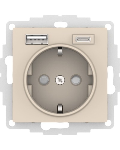AtlasDesign розетка 1-местная с 2 USB A+C, скрытой установки, механизм, бежевый (ATN000232). Розетка с USB. Systeme Electric в Стерлитамаке